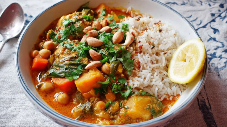 ragoût africain légumes cacahuètes Serving