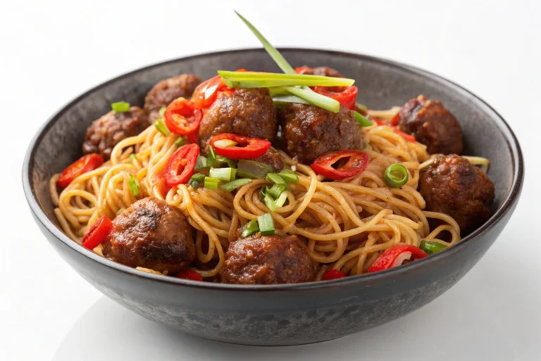 boulettes épicées nouilles chinoises featured image