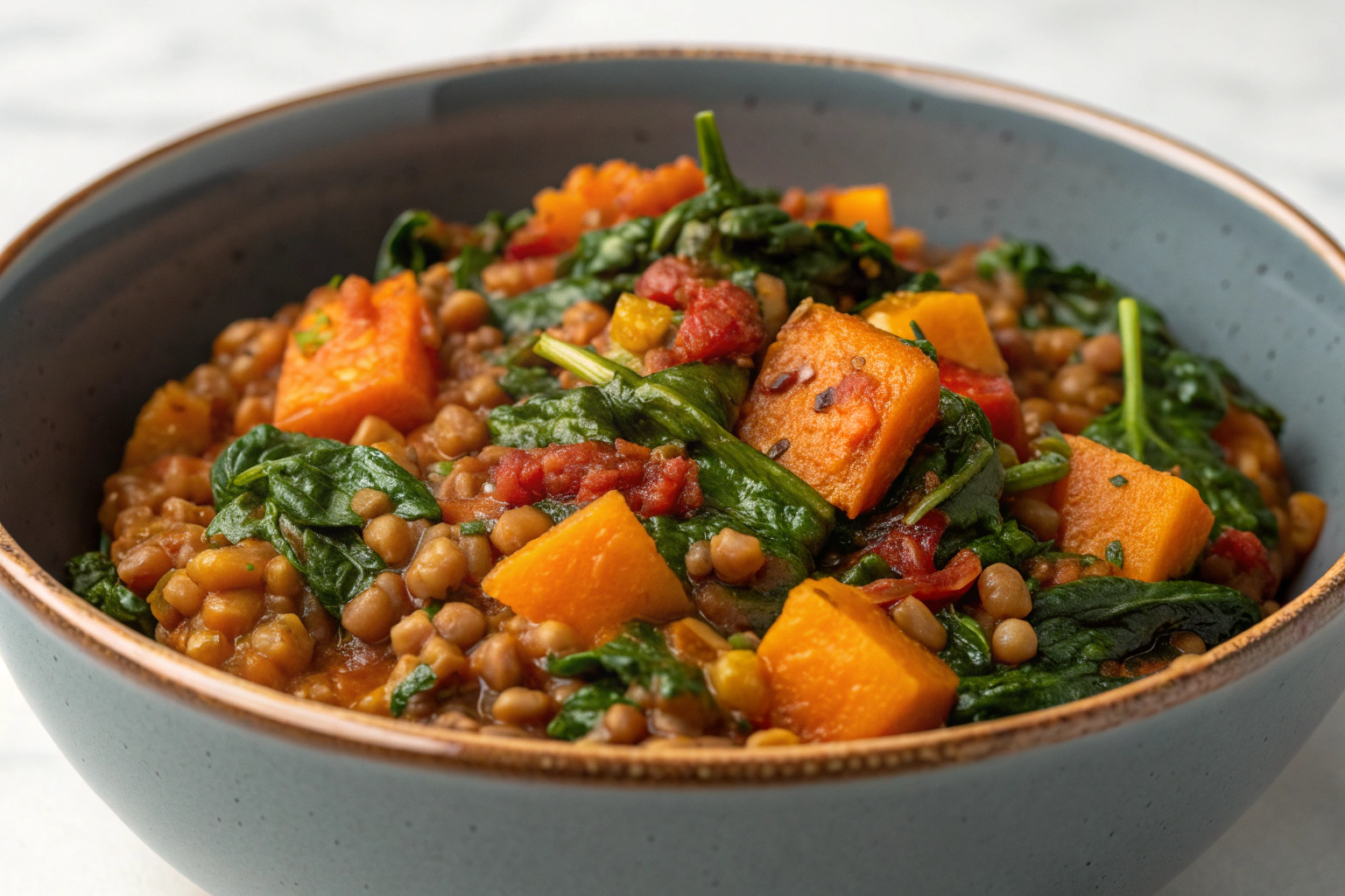 dahl lentilles corail épinards courge featured image