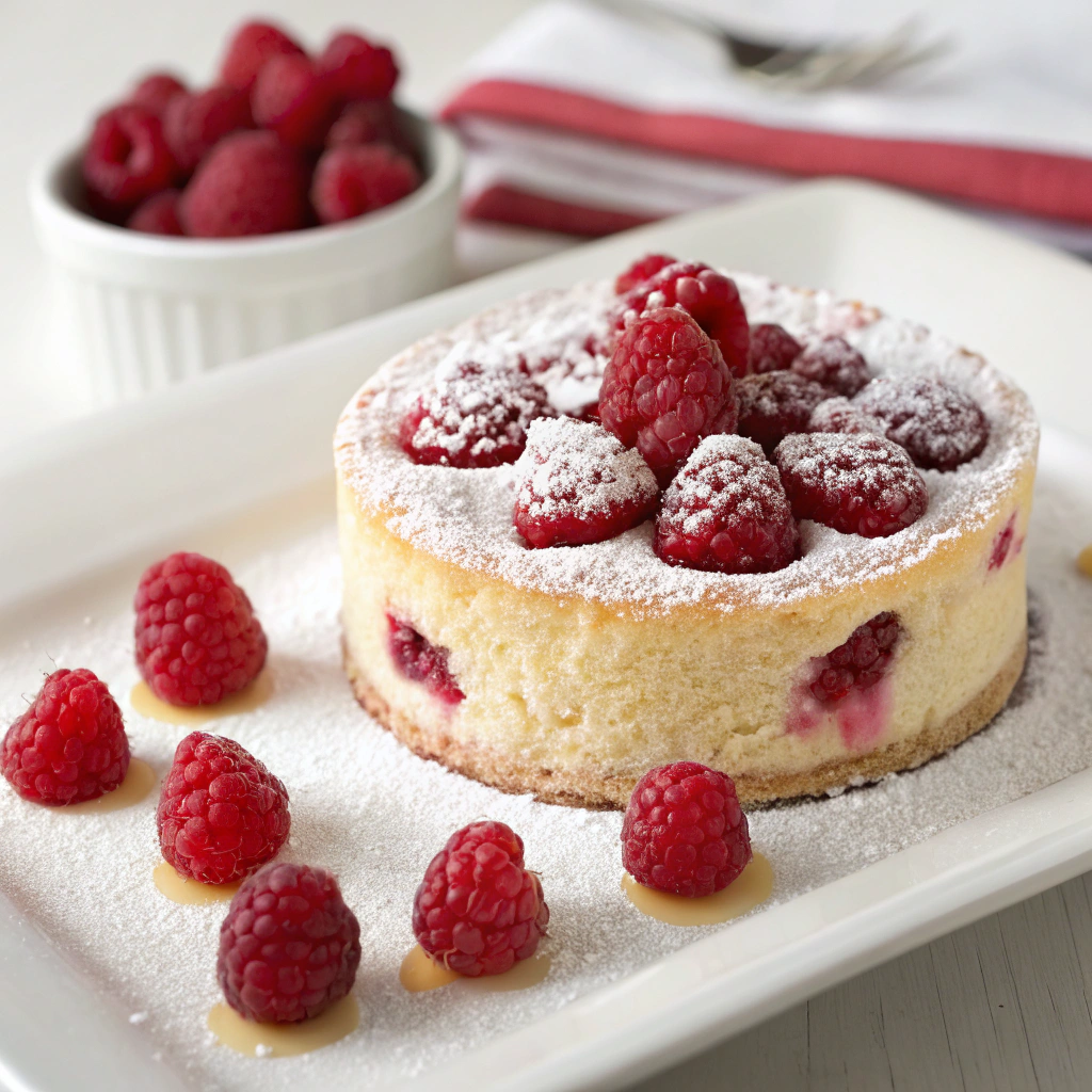 gâteau léger framboises Serving