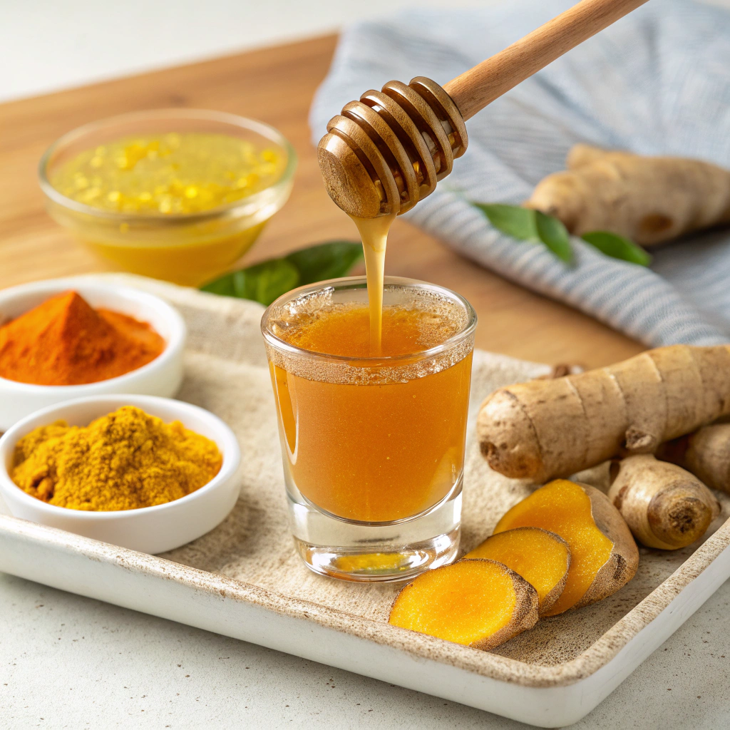 shot immunostimulant gingembre curcuma miel Serving