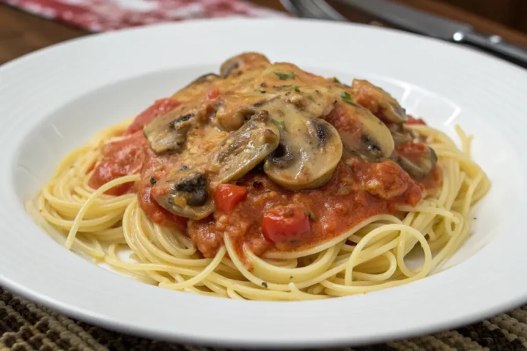 Pâte sauce crémeuse aux champignons et à la tomate : Recette gourmande prête en 30 minutes