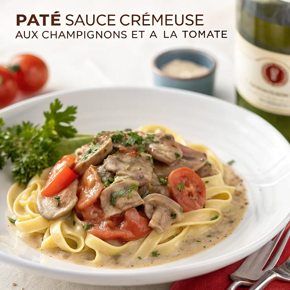 Pâte sauce crémeuse aux champignons et à la tomate