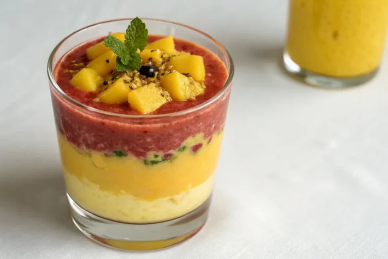 Smoothie mangue ananas et fruit de la passion