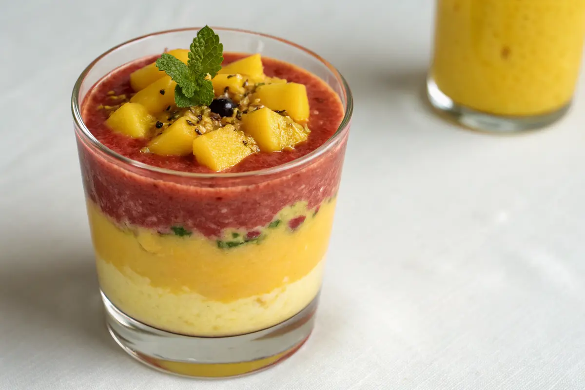 Smoothie mangue ananas et fruit de la passion