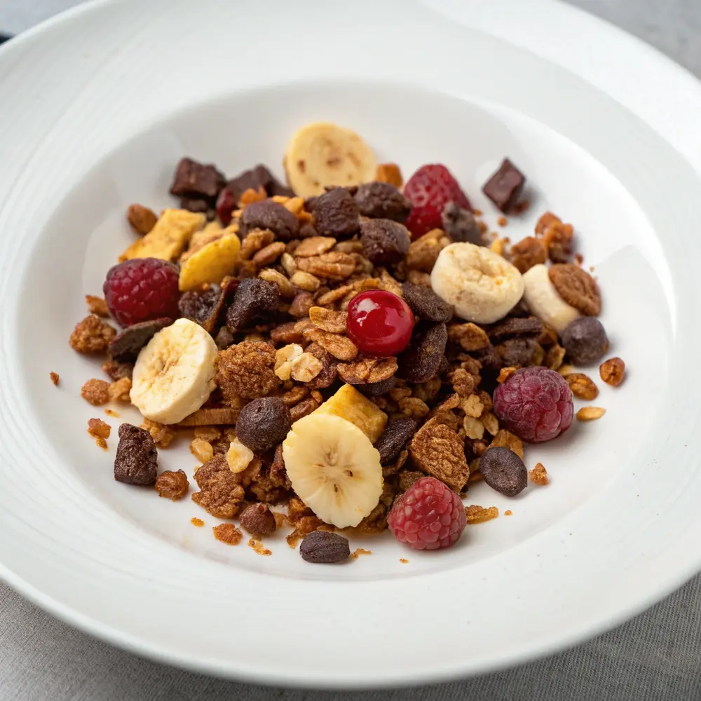 Céréales croustillantes au chocolat et fruits secs