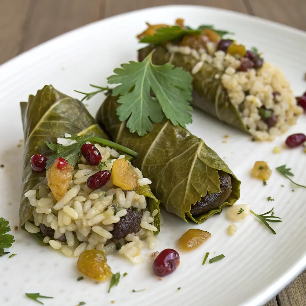 Feuilles de vigne farcies aux riz et fruits secs
