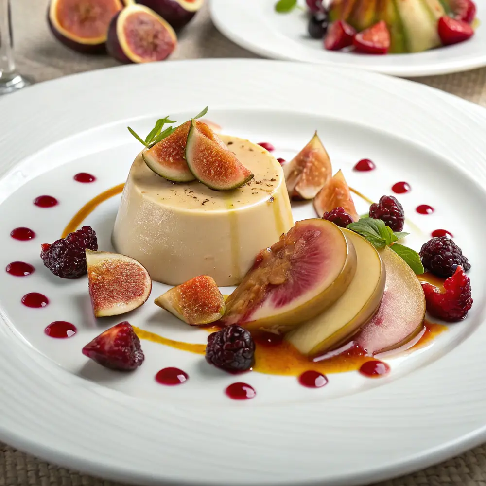 Foie gras en pannacotta et compotée figue-pomme