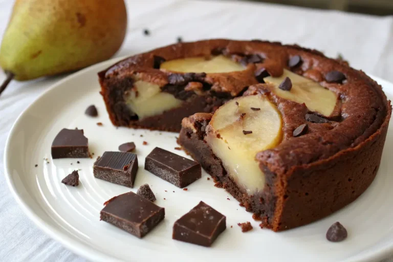 Gâteau fondant aux poires et pépites de chocolat