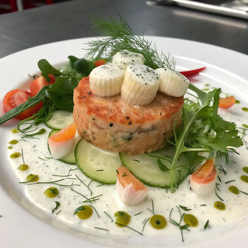 Pain de saumon cœur saint-jacques crème à l'aneth