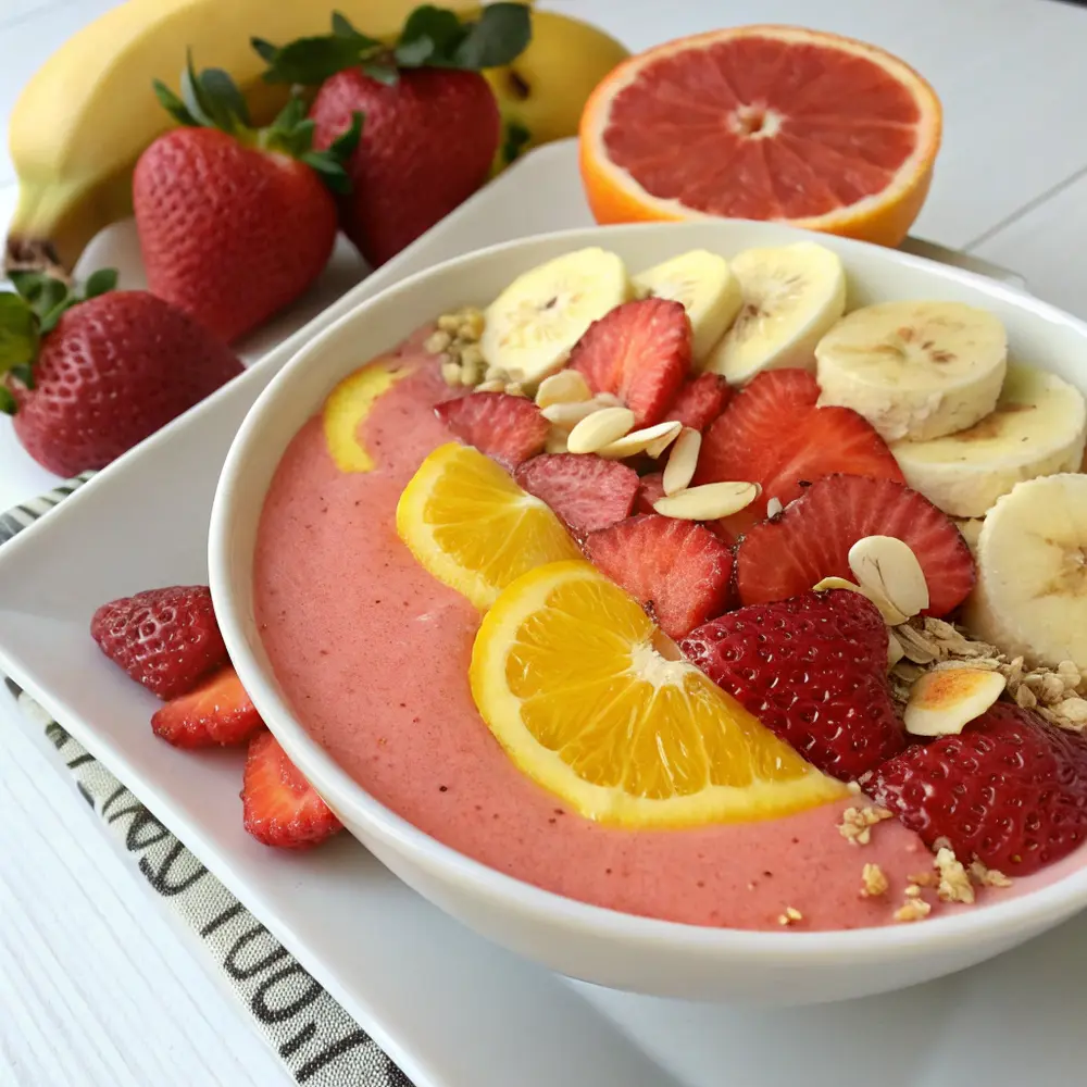 Smoothie fraise-banane-pamplemousse