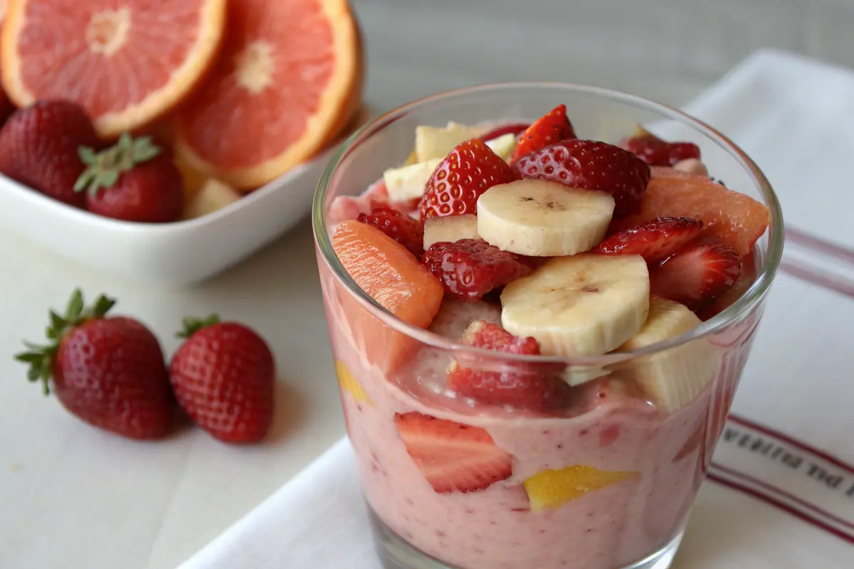 Smoothie fraise-banane-pamplemousse