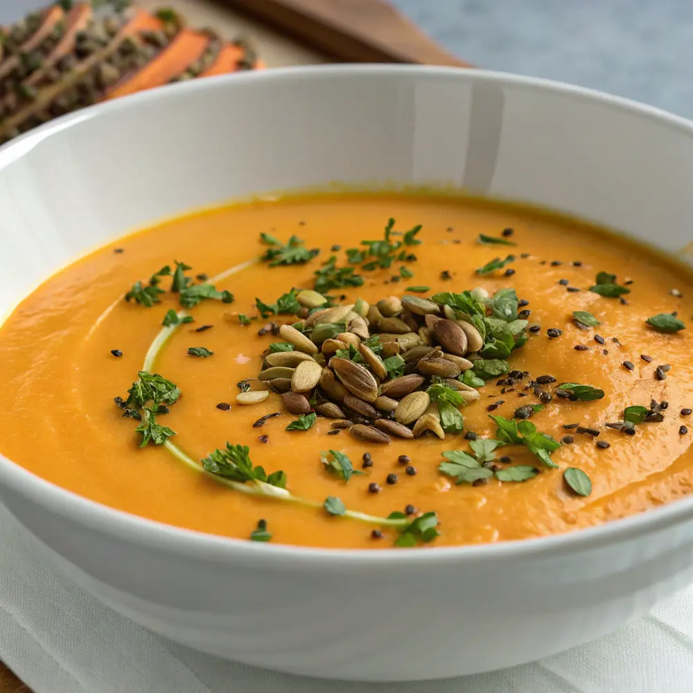 Velouté de carotte lentilles et potiron