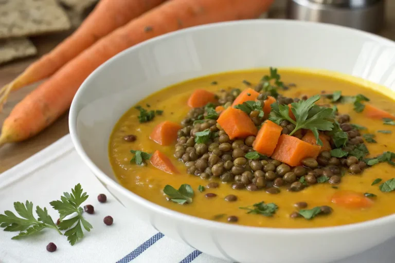 Velouté de carotte lentilles et potiron