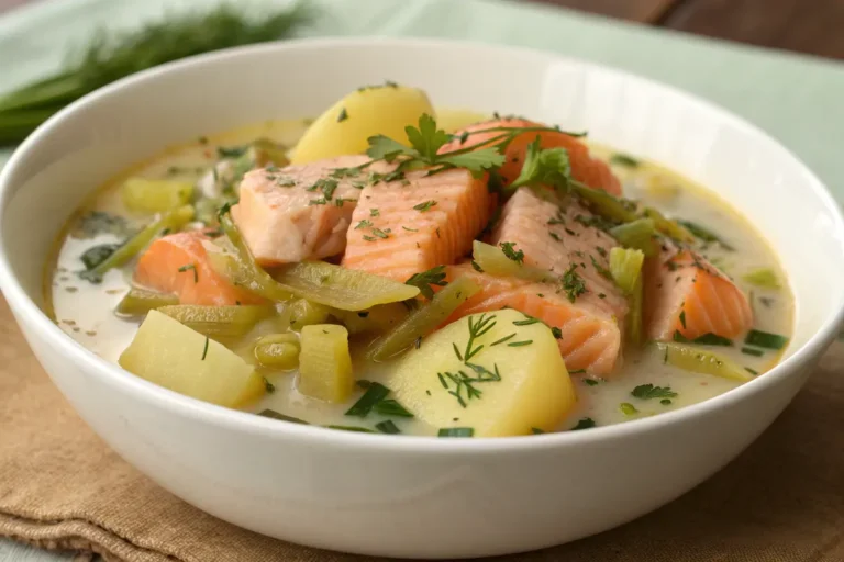 Velouté poireaux-pommes de terre au saumon fumé prêt en 45 minutes