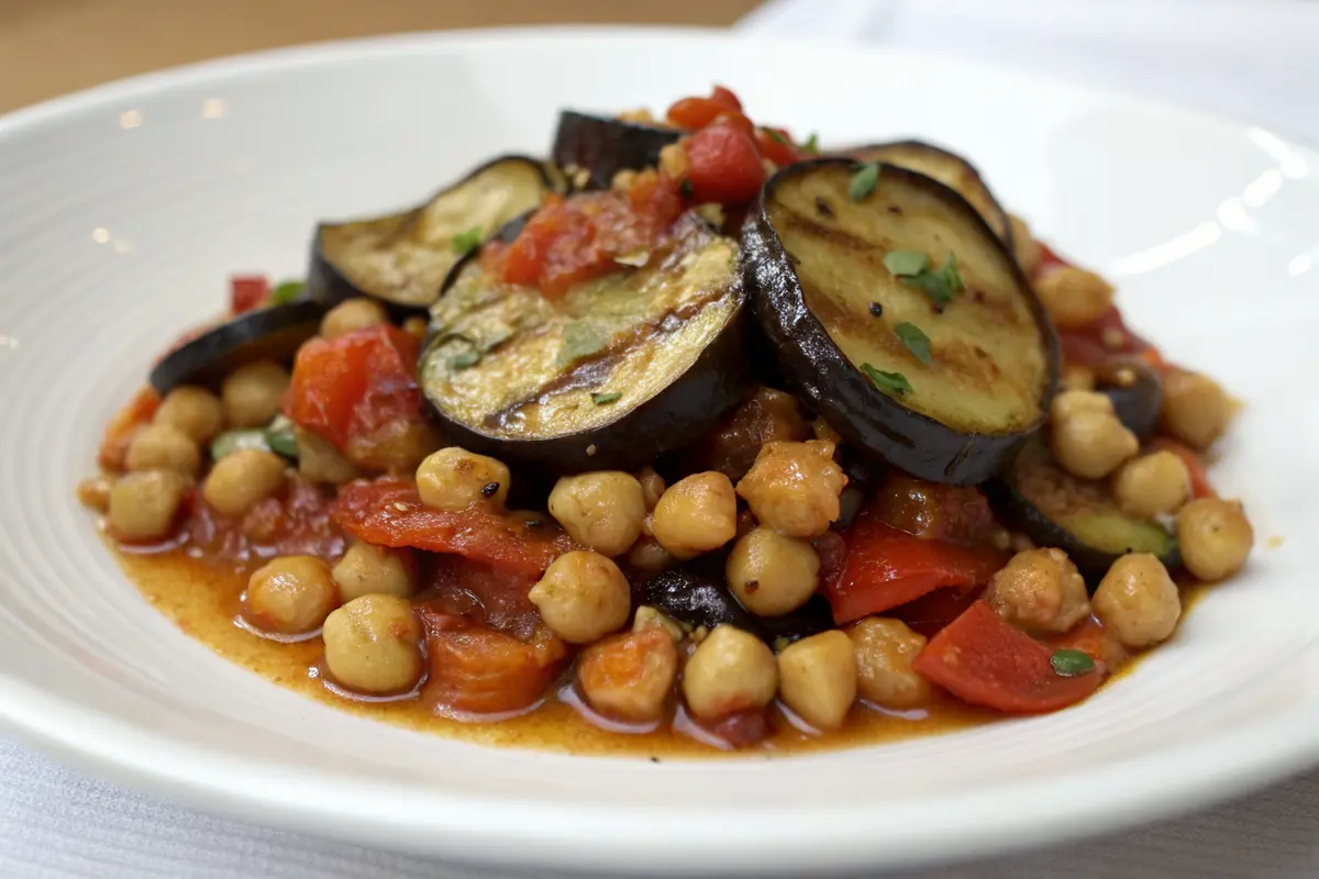 ratatouille aubergines pois chiches