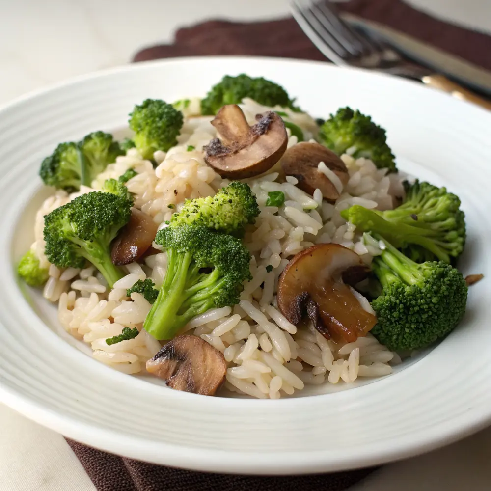 riz brocolis champignons facile