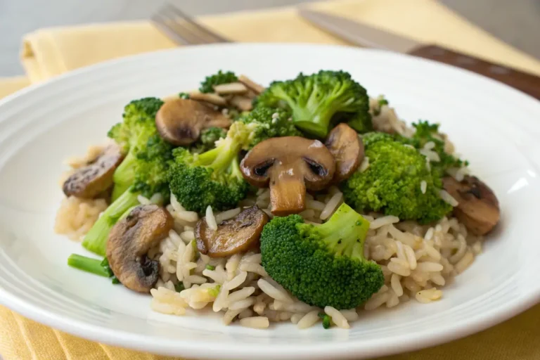 riz brocolis champignons facile