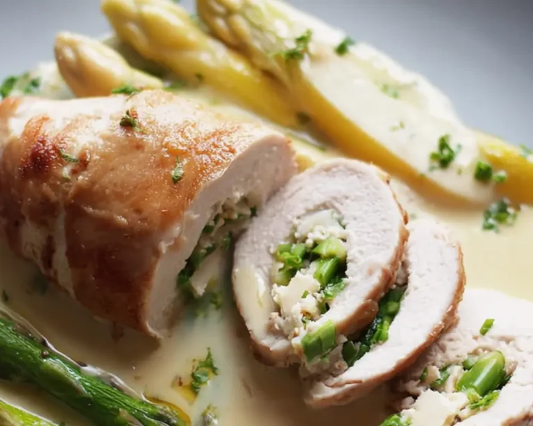 ballotine volaille asperges comté sauce