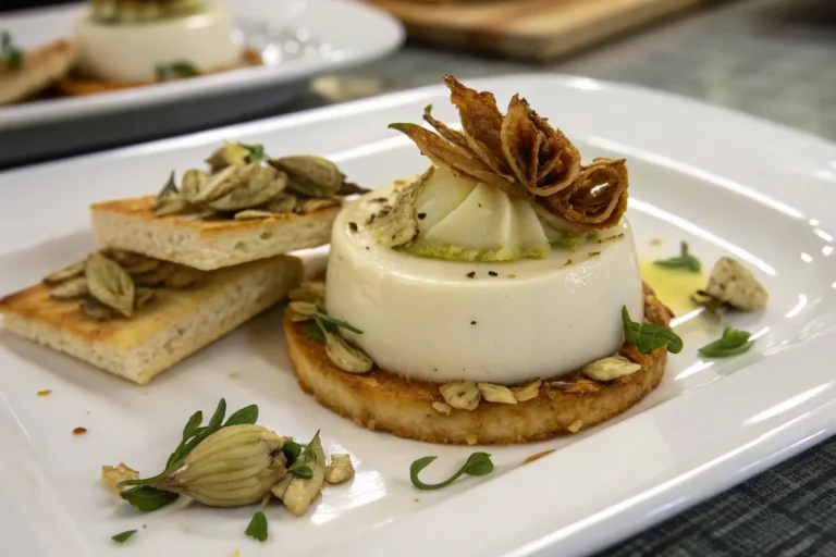 bouchées pannacotta d'artichaut sur biscuits