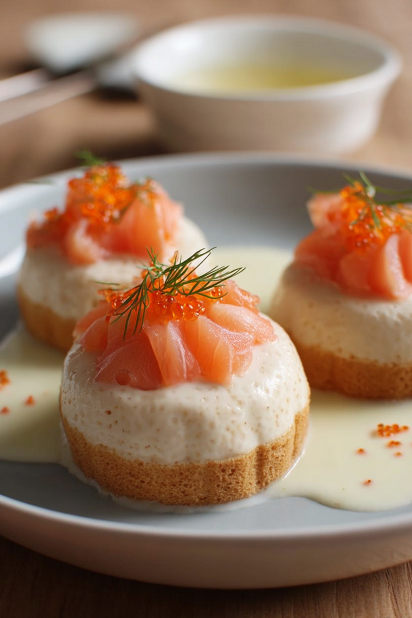 bouchées pannacotta saumon sur biscuits