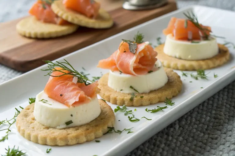 bouchées pannacotta saumon sur biscuits