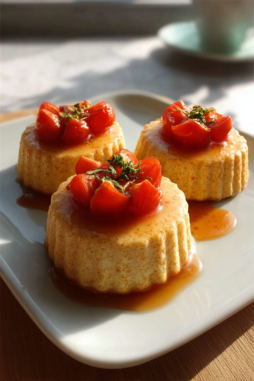 bouchées pannacotta tomates sur biscuits