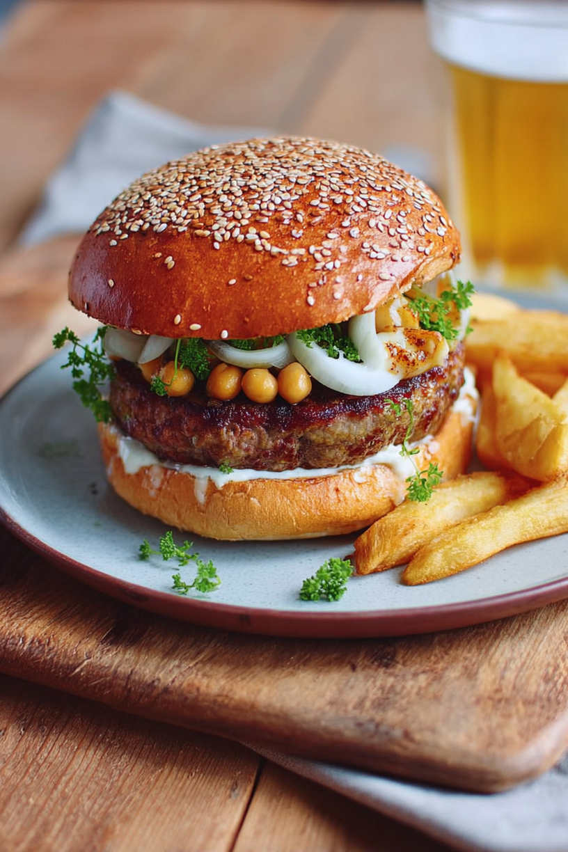 burger maison steak pois chiches