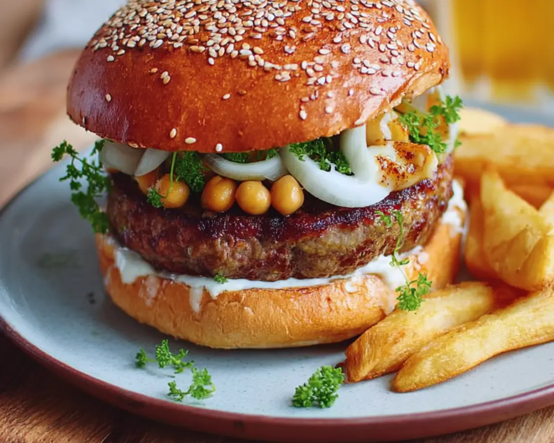 burger maison steak pois chiches