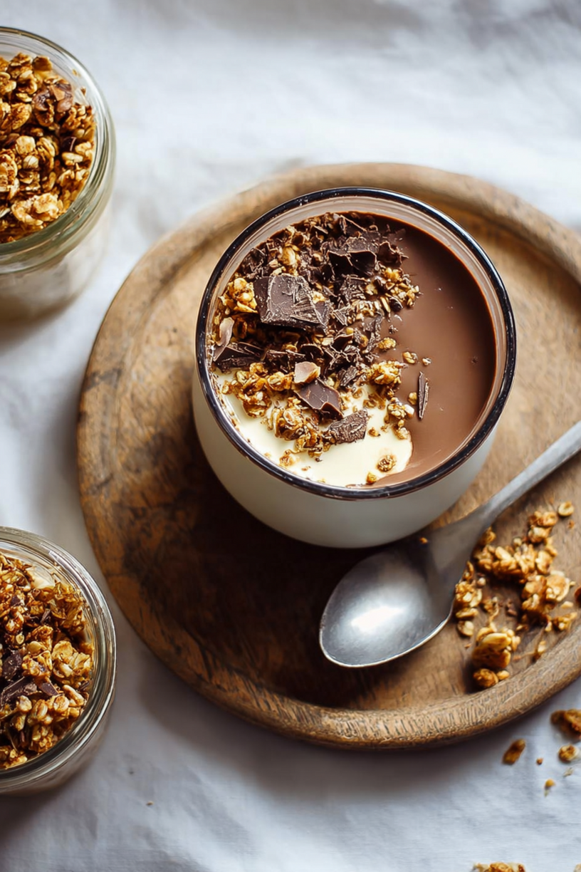 crème chocolat lait coco granola