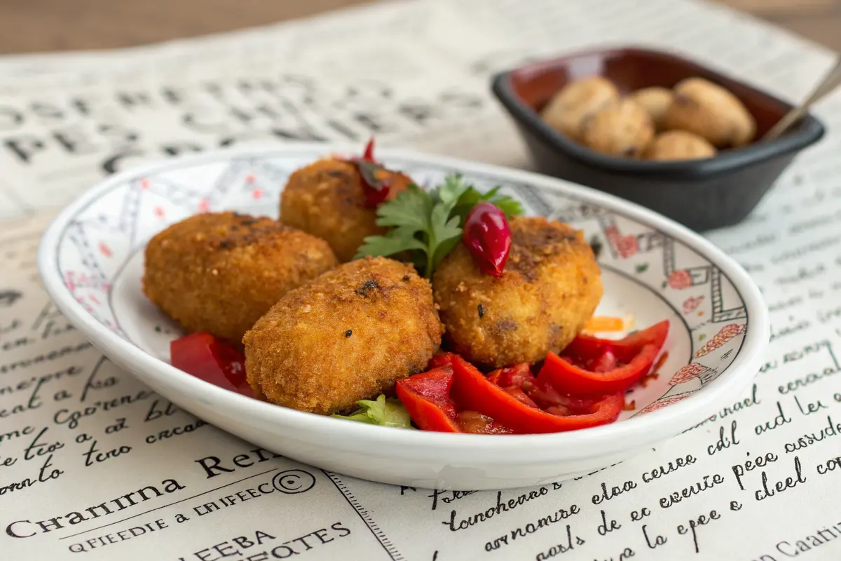 croquettes poivron piquillo oignons caramélisés