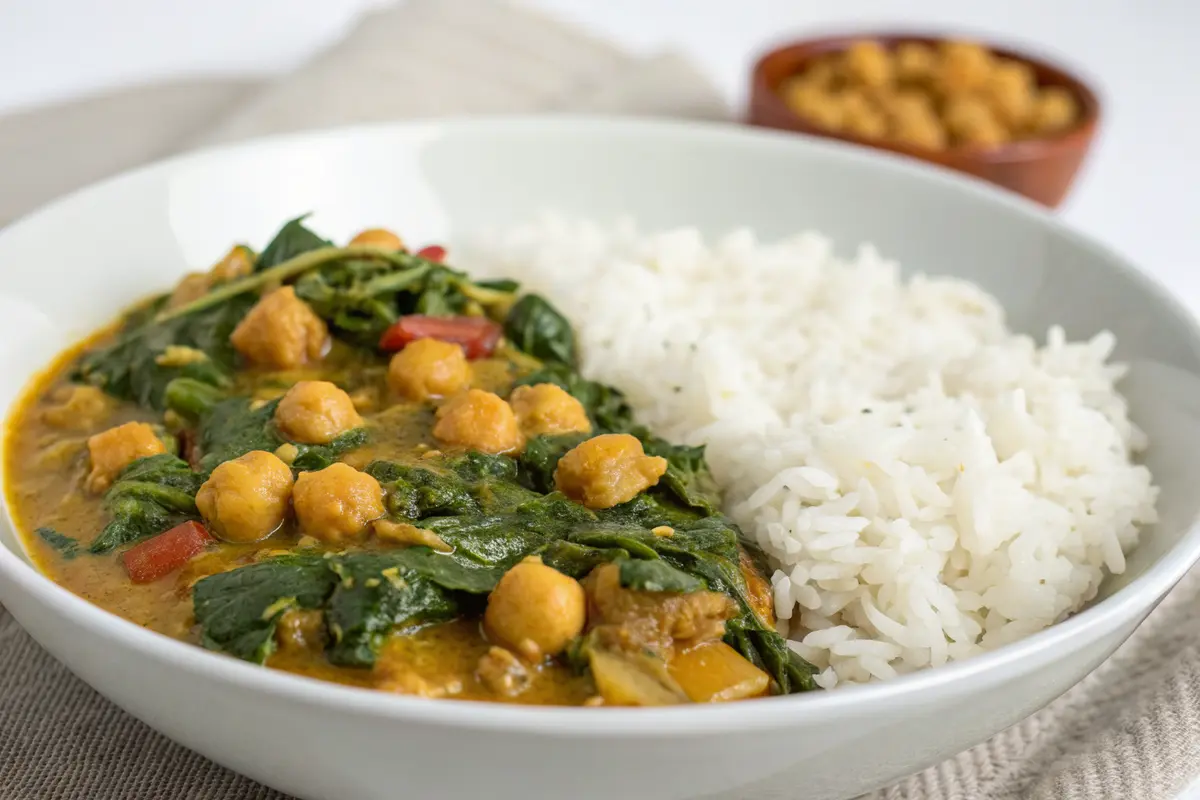 curry pois chiches épinards riz
