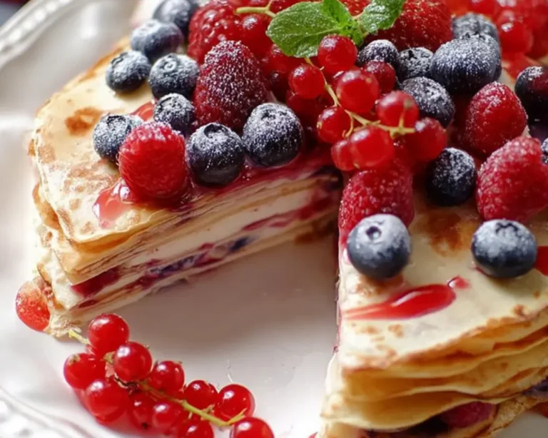 gâteau crêpes fruits rouges