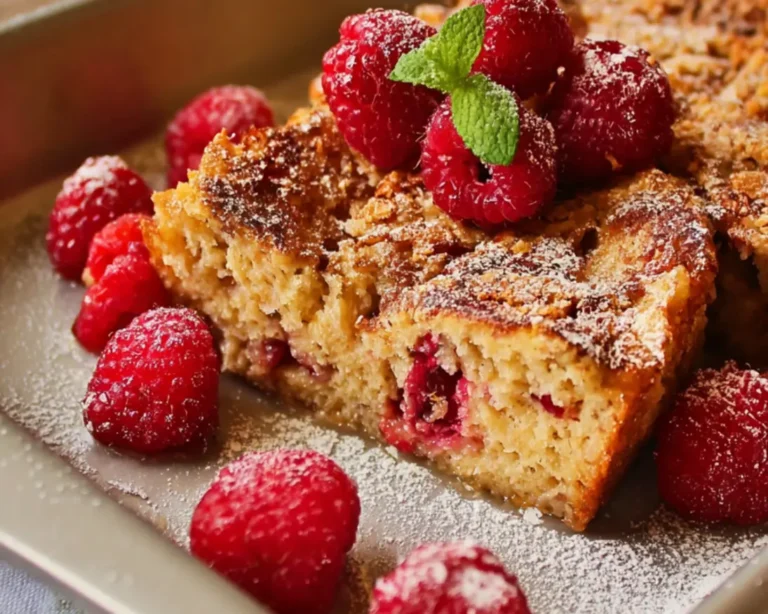 gâteau pain perdu framboises