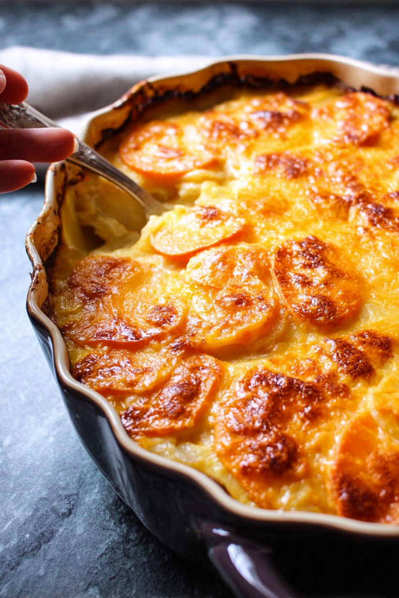 gratin dauphinois patate douce cheddar