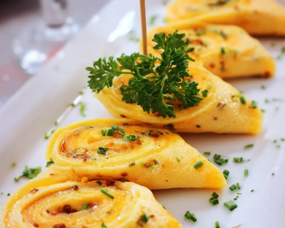 omelette roulée purée lentilles corail