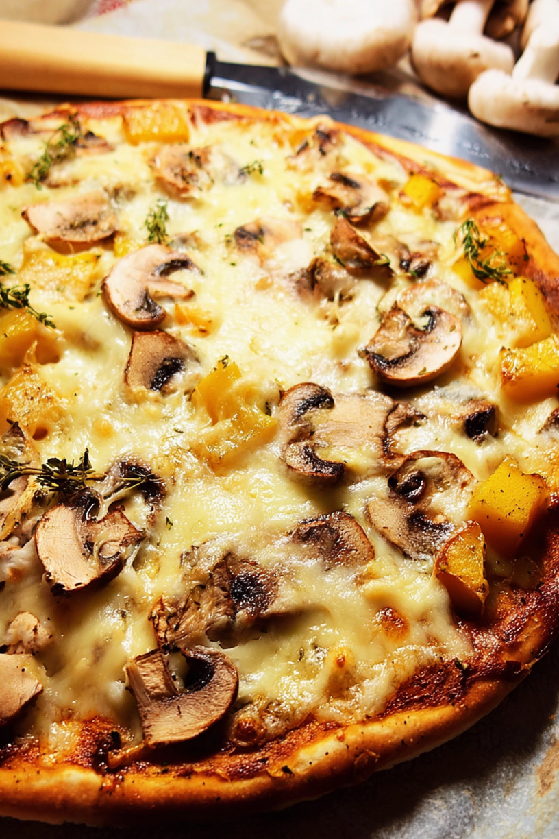 pizza courge champignons fromage raclette