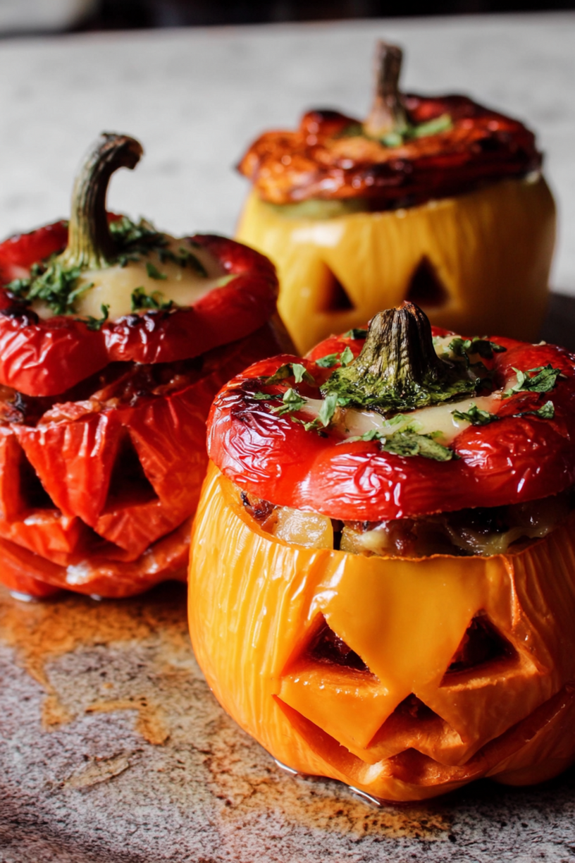 poivrons farcis jack o' lantern