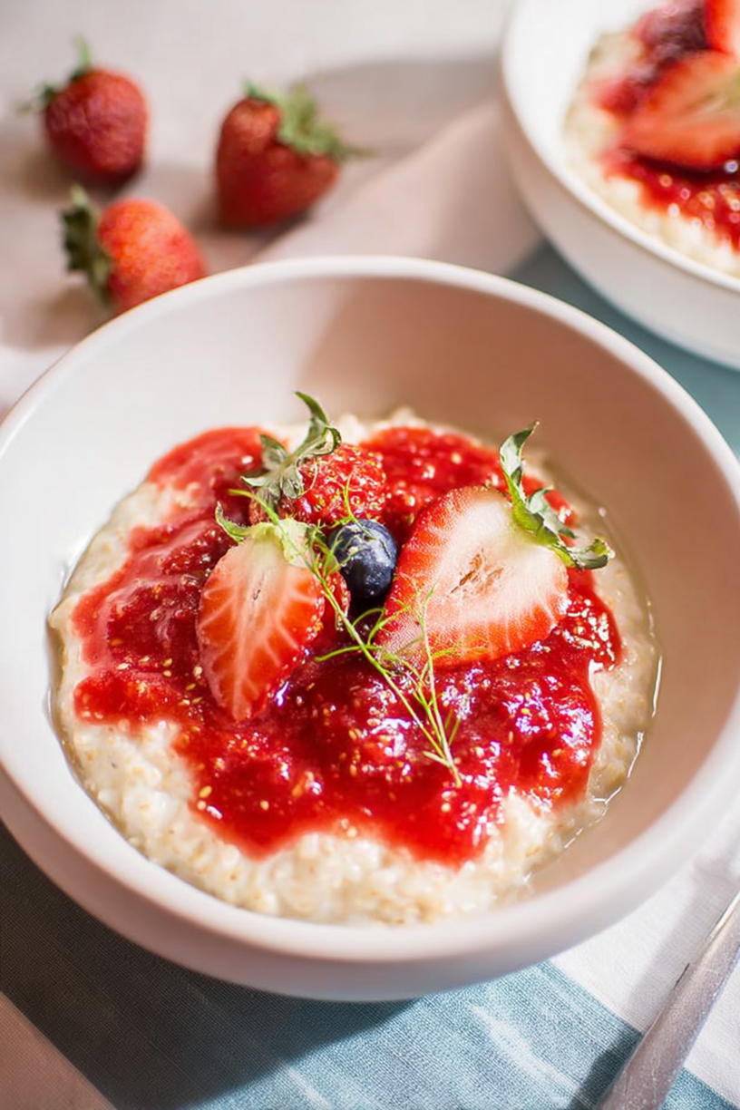 porridge coulis fraises