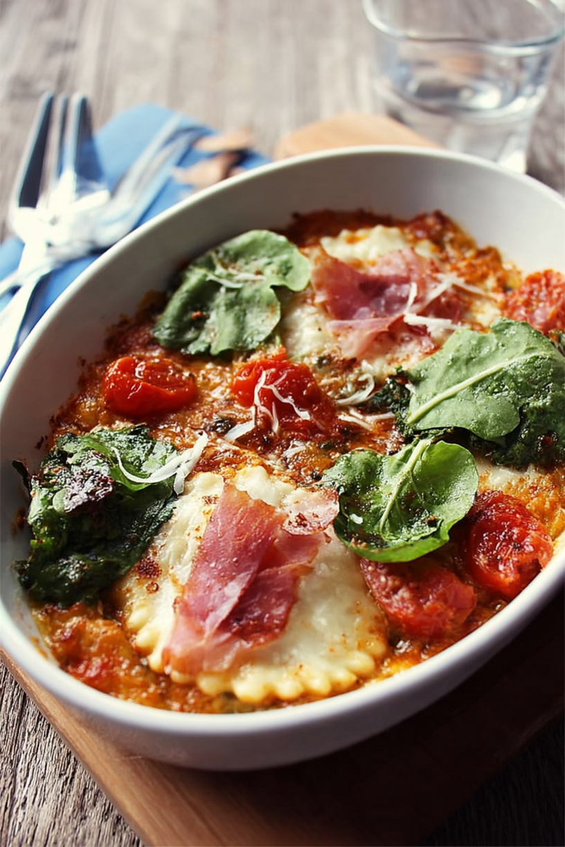 ravioles roquette sauce tomate jambon