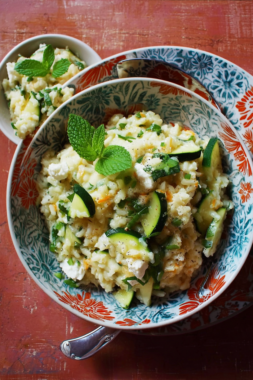 riz pilaf courgettes chèvre frais
