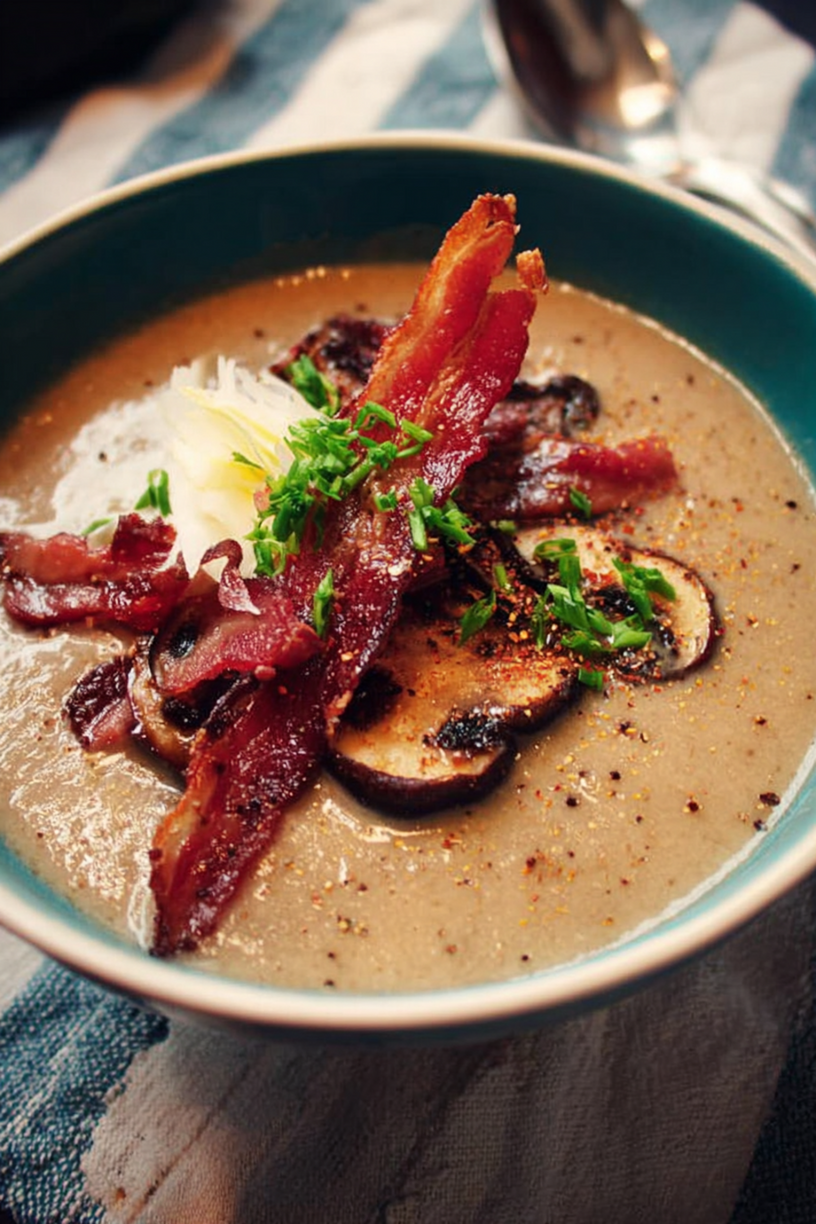 soupe champignons marrons bacon