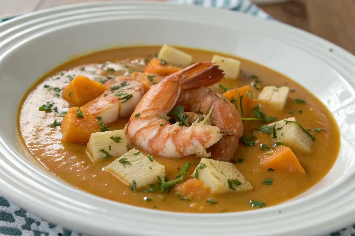 velouté patate douce panais langoustines