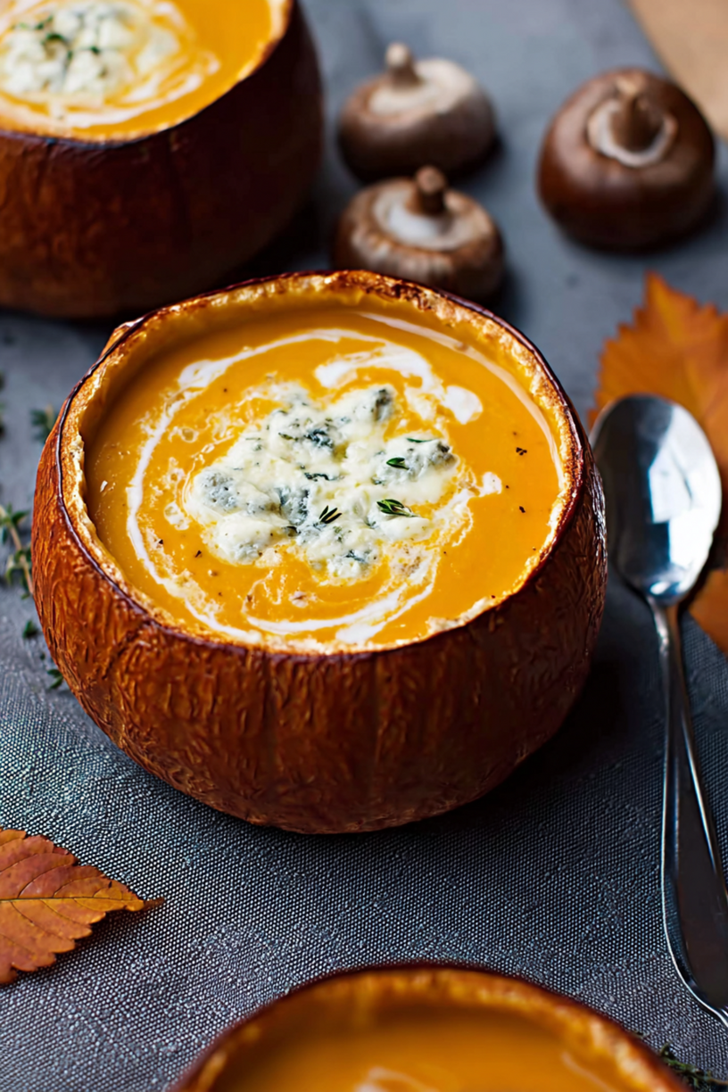 velouté potimarron châtaigne gorgonzola