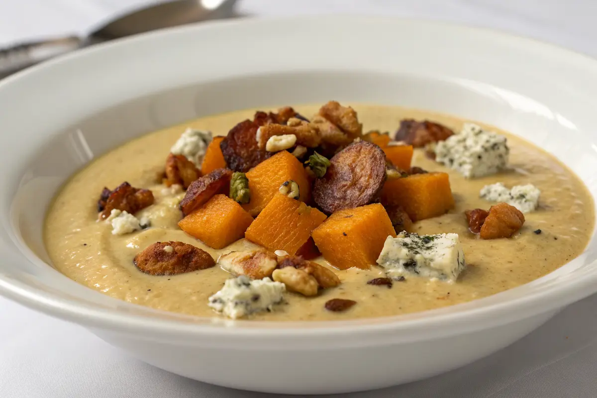 velouté potimarron châtaigne gorgonzola