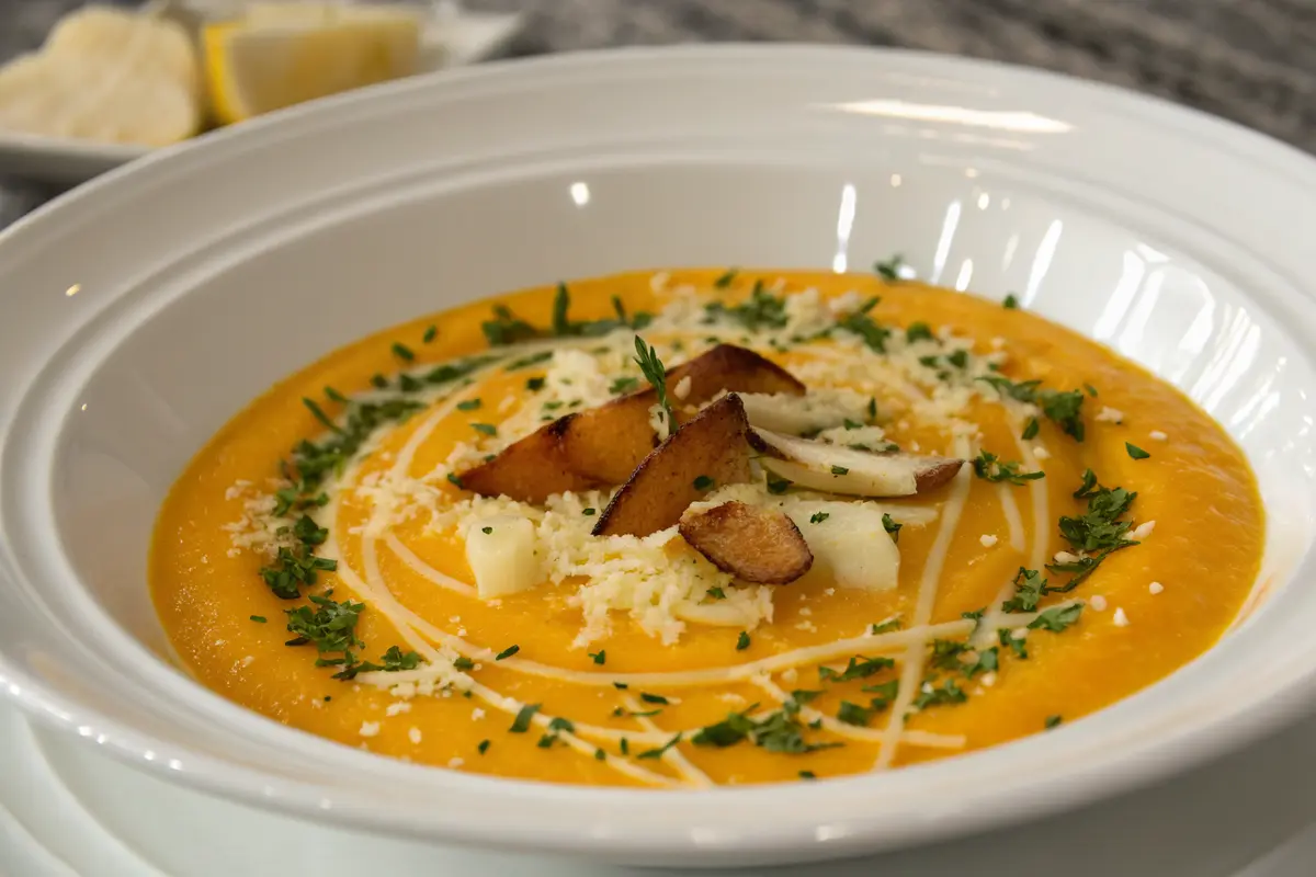 velouté potiron fromage ail fines