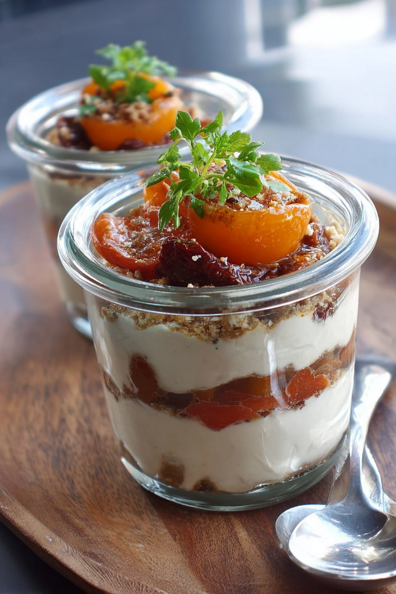 verrine chèvre fruits secs tomates