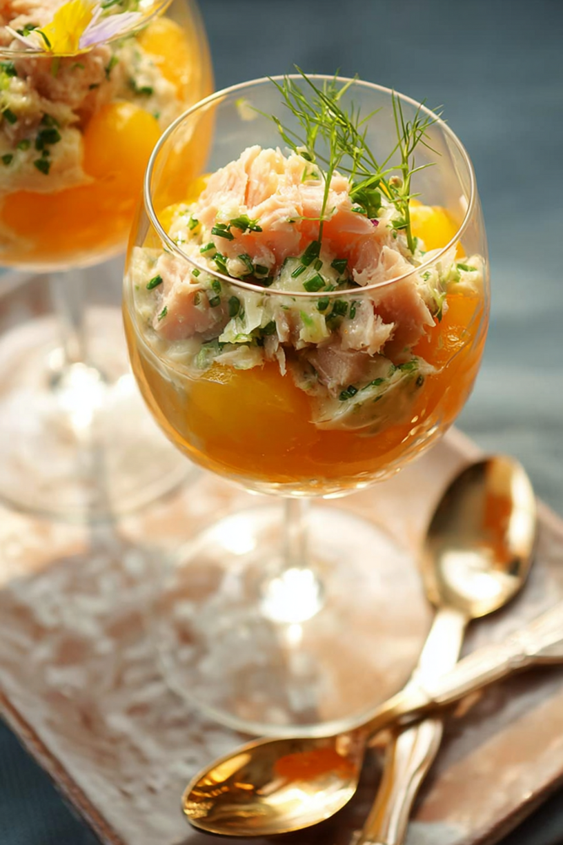 verrine gelée pêche thon fines