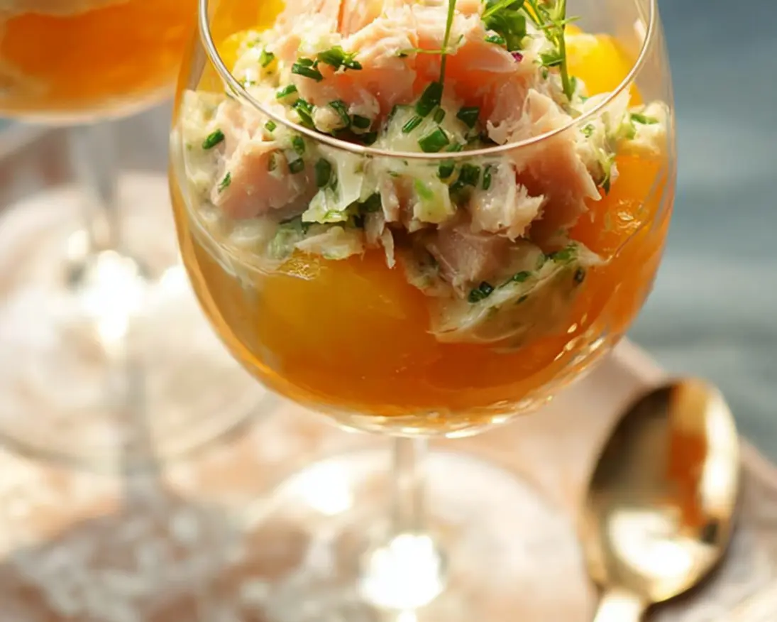 verrine gelée pêche thon fines