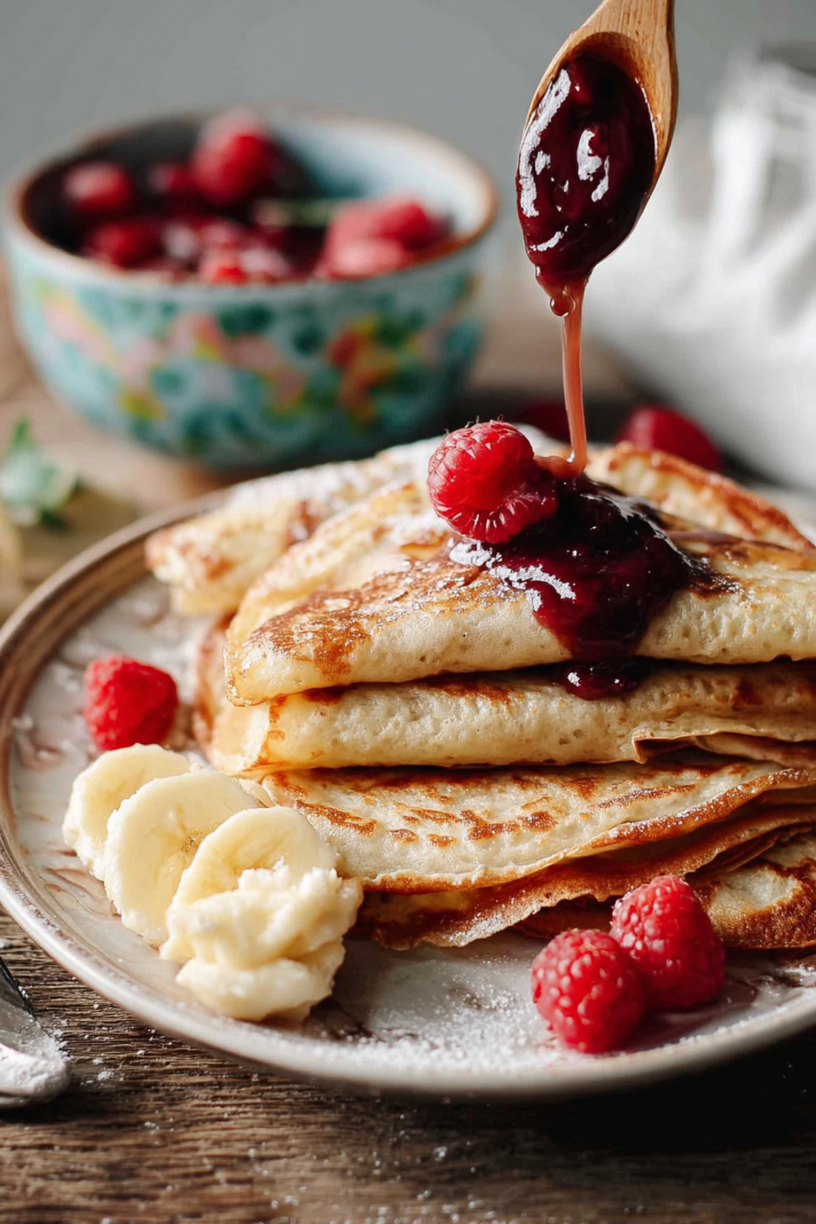 crêpes fromage blanc sauce baies